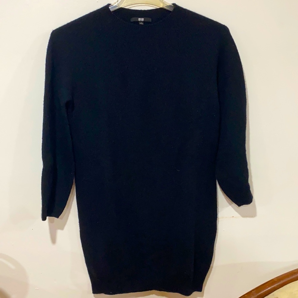 uniqlo black wool & nylon dress size: S